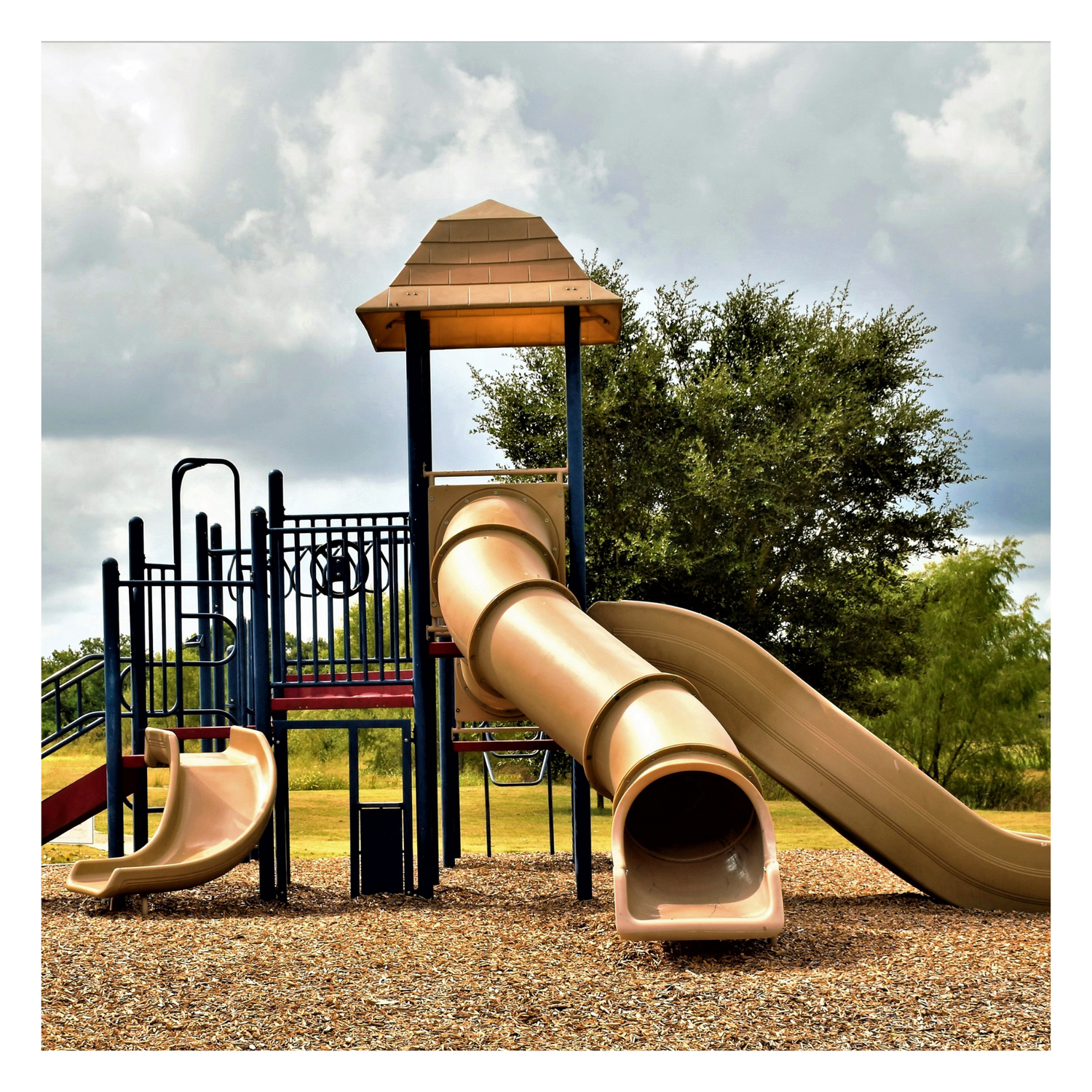 Children's playground with play bark chippings