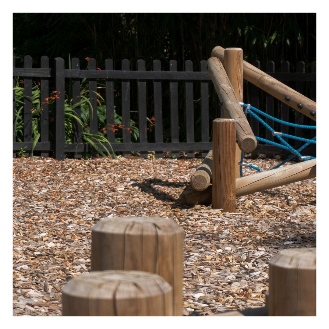 Eco playground bark chippings in children's play area
